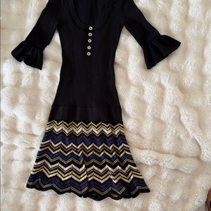 Karen Millen Black Dress with Chevron Pattern
